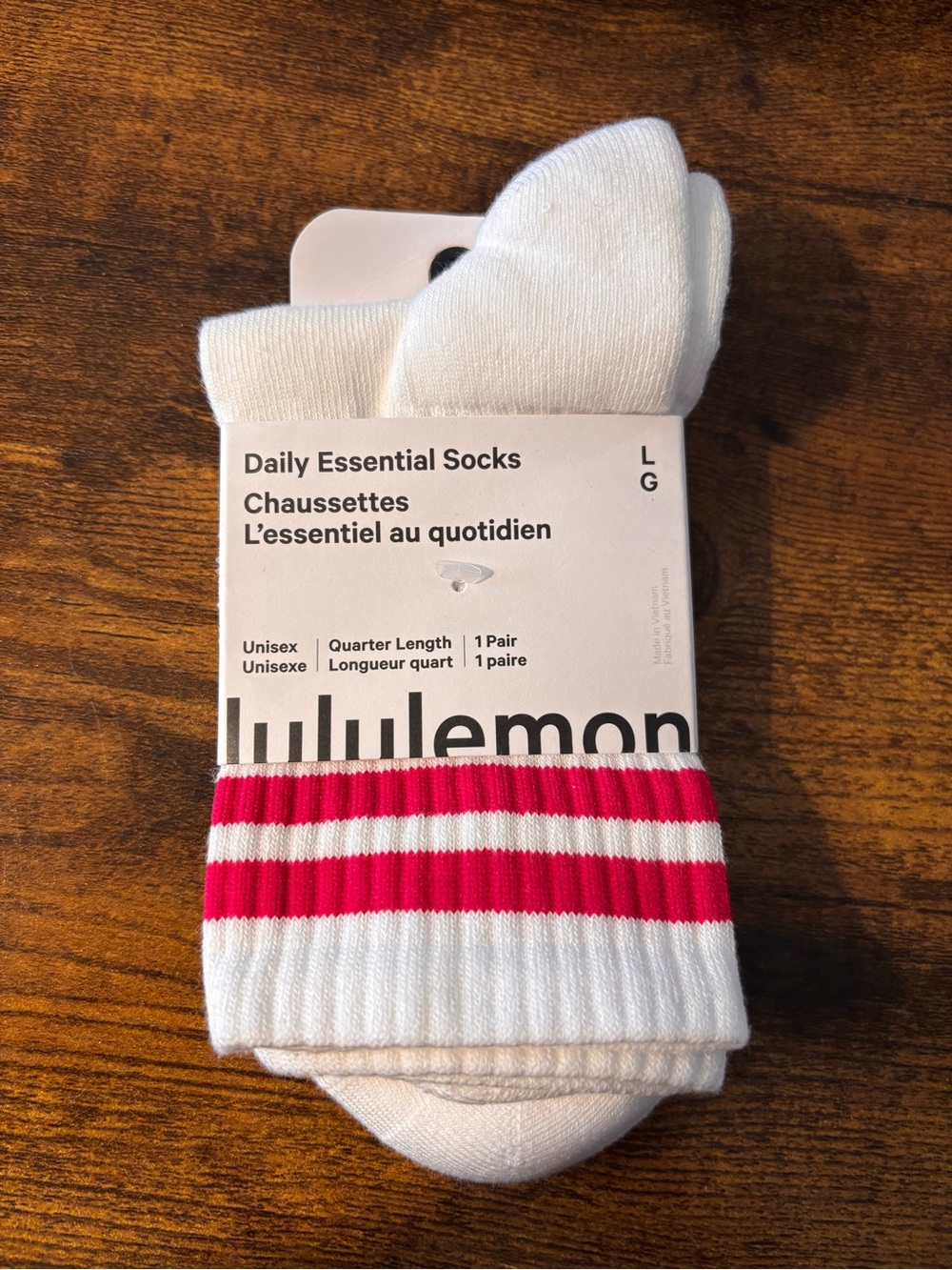 lululemon athletica White Socks with Pink Stripes